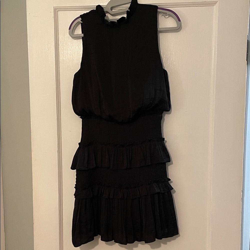 She + Sky Black Ruffled Mini Dress